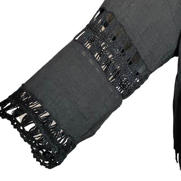 Bohemian Black Beach Bikini Coverup with Fringe - Picture 8 of 13